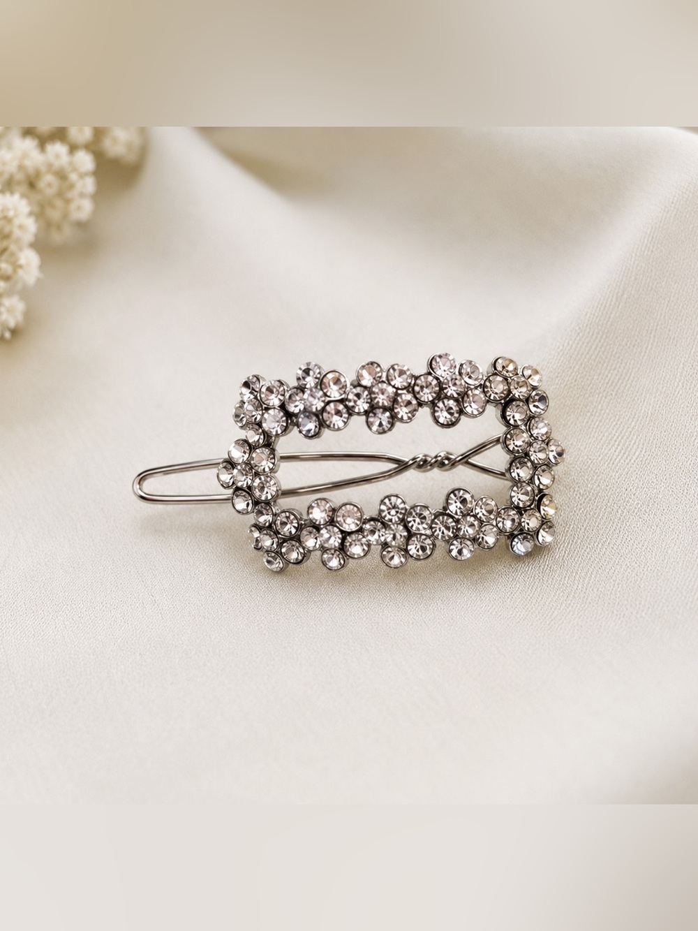 Crystal Rectangle Rhinestone Hair Barrette